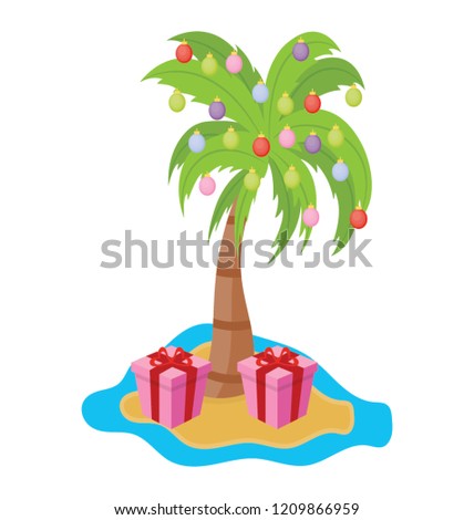 Christmas Palm Tree Icon With Gifts Christmas Palm Tree Icon With Gifts
