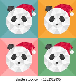Christmas panda art. Vector illustration.