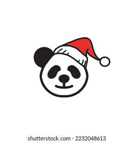 Christmas panda icon design. Panda face with christmas hat.