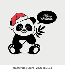 panda de natal com chapéu de santa	