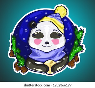 christmas panda sticker