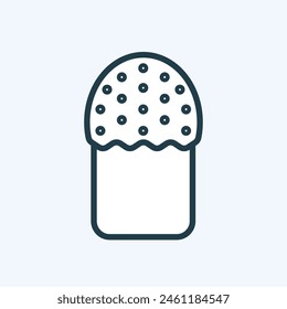 Christmas panettone or eastern traditional orthodox Easter cake line icon. Flat pictogram with editable stroke. Baked bread with decorated icing. For mobile app, web design. Isolated vector