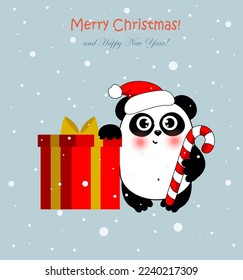 Christmas panta with candy  and present. Funny character for your design.