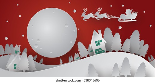 christmas paper art (red tone) vector
