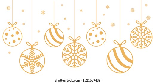 Christmas paper balls and snowflake on white background