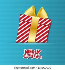 Christmas paper card with gift box