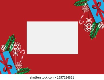 Christmas Paper Card and Paper Invitation Card. Vector Illustration.
