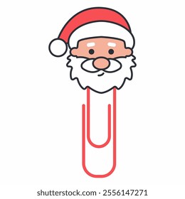 Christmas paper clip with Santa Claus vector cartoon illustration isolated on a white background.