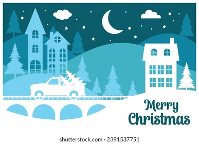 Christmas Paper Cut Design Winter Card Designs Santa Cut Design Shadow box 3d Landscape Design