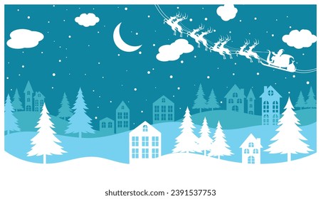 Christmas Paper Cut Design Winter Card Designs Santa Cut Design Shadow box 3d Landscape Design