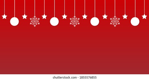  Christmas paper cut hanging on red background Merry Christmas decorations, Vector Illustration design