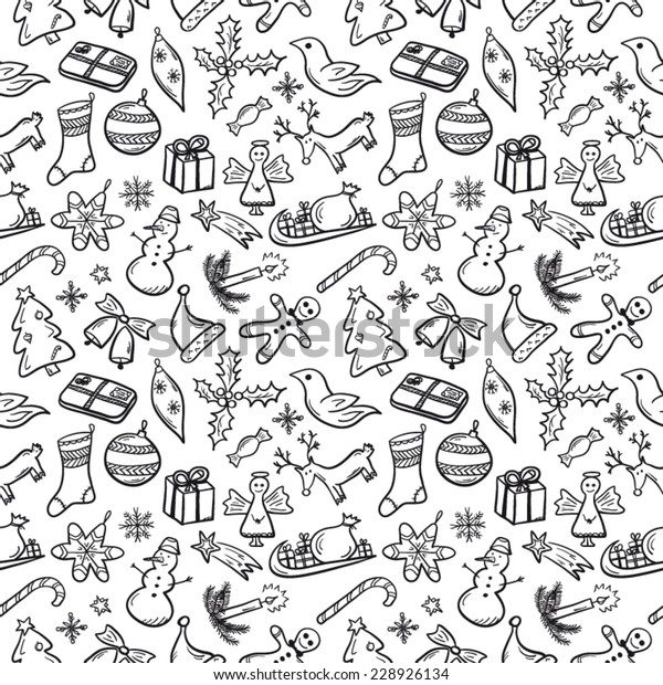 Christmas Paper Pattern Black White Stock Vector (Royalty Free) 228926134