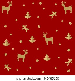 Christmas paper pattern of trees, deer, men and stars