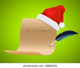 Christmas paper scroll vector background