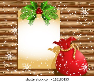 Christmas paper signboard with santa bag