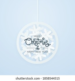 Christmas paper snowflake over blue background vector illustration