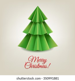 Christmas Paper Tree With Gradient Mesh, Vector Illustration