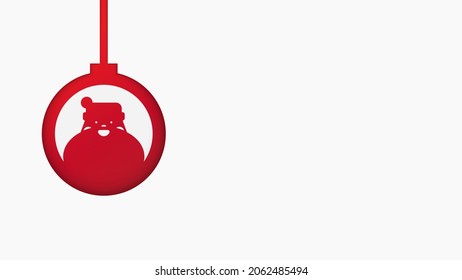 Christmas papercut design with copy space, glass ball and Santa Claus face.  Vector design for greeting card or holiday banner.