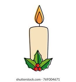 christmas paraffin candle with leafs