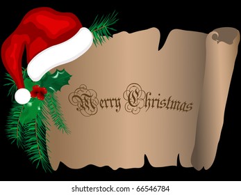 Christmas parchment with Santa?s hat