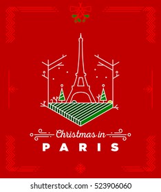 Christmas in Paris Monogram Vector Design Template