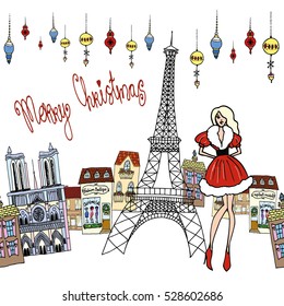 Christmas in Paris Seamless Pattern