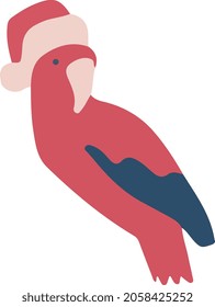 christmas parrot flat vector art