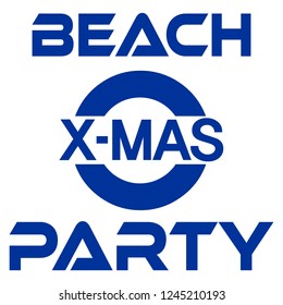 Christmas party at the beach banner or flyer icon, poster design element. Vector illustration.