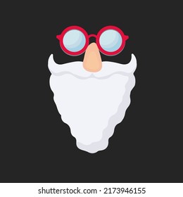 Christmas  party  booth props cartoons. Booth props party cartoon vector illustration. Christmas photo booth props printable.  Photobooth holiday festival elements. Santa Claus beard moustache.