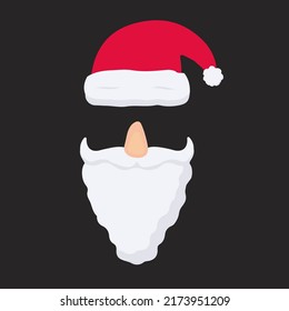 Christmas  party  booth props cartoons. Booth props party cartoon vector illustration. Christmas photo booth props printable. Photobooth holiday festival elements. Santa Claus beard moustache.