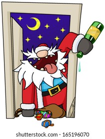 Christmas party celebration humorous cartoon, vector