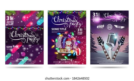 Christmas party, collection of Christmas party posters with stylish design, Christmas and party elements