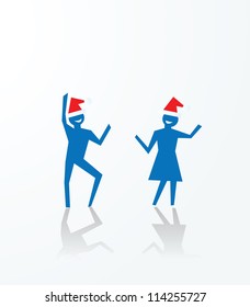 christmas party concepts, paper people cutouts illustrations