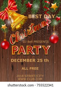 Christmas party design poster. Vector illustration.