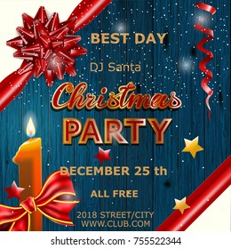 Christmas party design poster. Vector illustration.