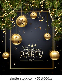 Christmas Party design template. Vector illustration 