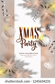 
Christmas Party design, x mas party template. Winter holidays background