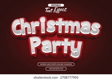 Weihnachtsfeier editierbarer Texteffekt mit 3D-Cartoon-Textstil und rotem Hintergrund