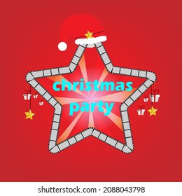 Christmas party in Film strip simple clip art vector illustration