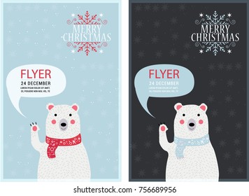 Christmas Party Flyer And Poster Template Design . Winter Holiday . Vector Illustration. 