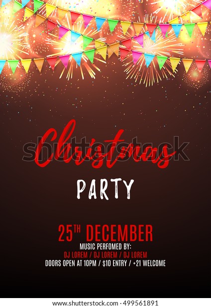 Christmas Party Flyer Template Beautiful Vector Stock Vector (Royalty