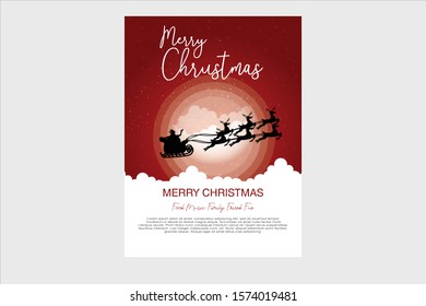 Christmas party Flyer Template Red Background