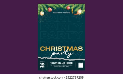 Christmas Party Flyer. Vector template