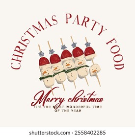 Christmas party food.  all of the decadent desserts during the holidays. I made these fun little guys for the kids to enjoy and decorate for a snack it's good for party card t-shirt print illustration