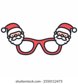 Christmas party glasses with Santa head vector cartoon illustration isolated on a white background.