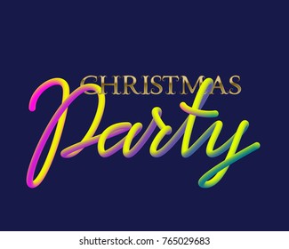 Christmas Party golden and fluid colors lettering for poster design.
