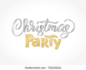 Christmas Party Hand Written Lettering Isolated Stock Vector (Royalty ...