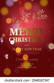 Christmas party and Happy New Year design template, Holiday poster, vector illustration.