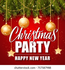 Christmas Party Happy New Year Lettering