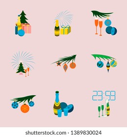 Christmas party happy people celebrating christmas flat vector illustration